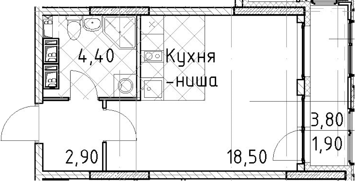 Квартира студия 27.7 м², 4/13 эт., ЖК «Тайм Сквер»